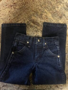 Wrangler boys Dark Indigo Denim Jeans with Contrast Stitching size 5 slim